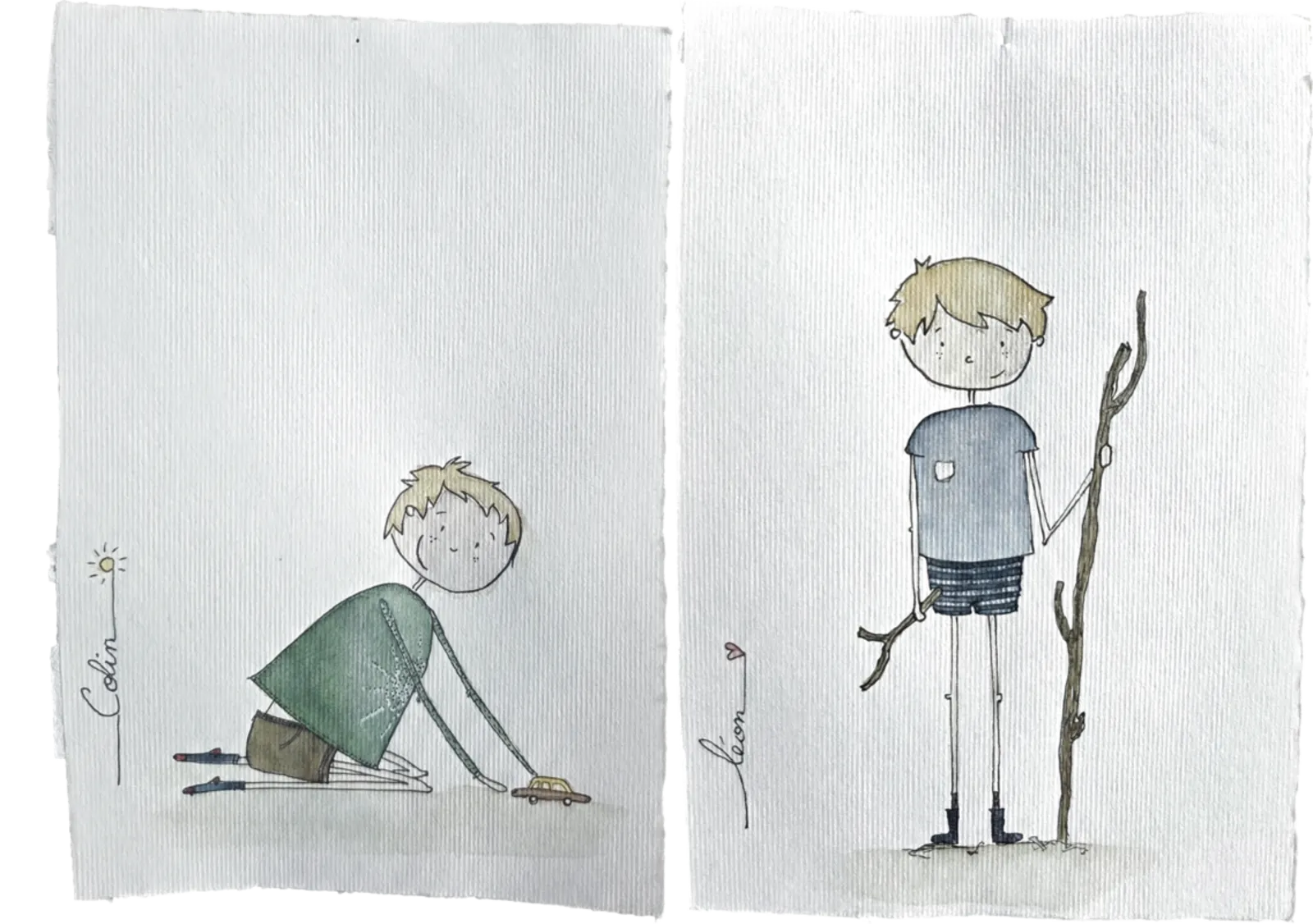 Colin et Léon — dessins aquarelle par Aline