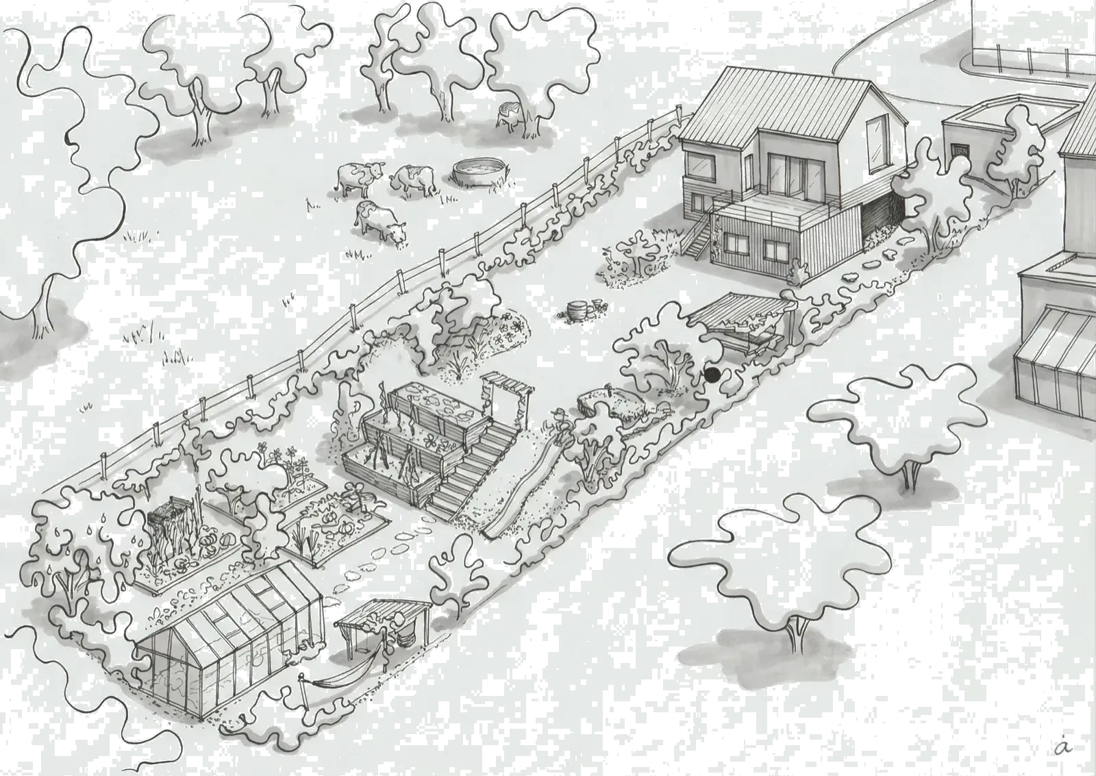 Notre vie à Bousval — dessin au trait